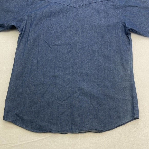 Express Rider Shirt Mens Western Blue Denim Short Sleeve Vintage - Picture 12 of 13
